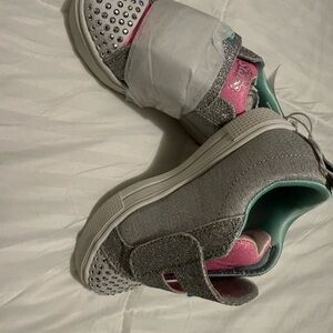 Skechers Kids' Glittery Gray and Pink Sneakers